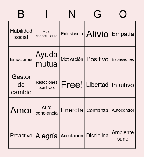 Emocionario Bingo Card