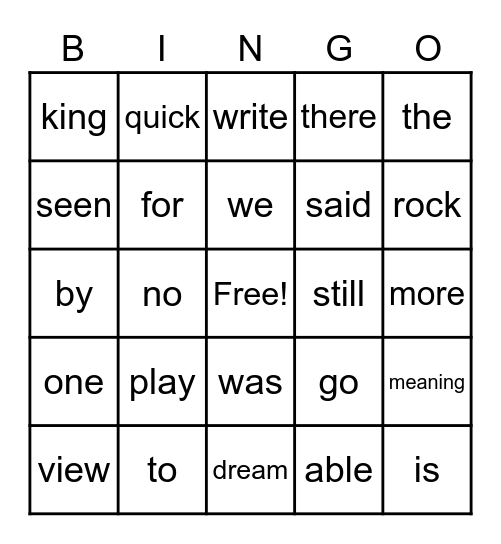 First Grade Bingo Card