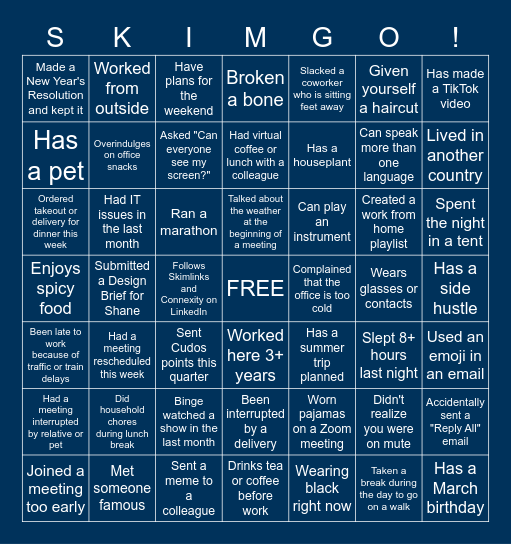 MARKETING BINGO (AKA SKIMGO!) Bingo Card