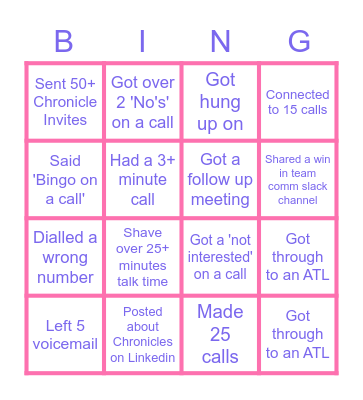 Call Blitz Bingo Card