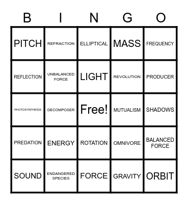 5TH GRADE SCIENCE REVIEW Bingo Card