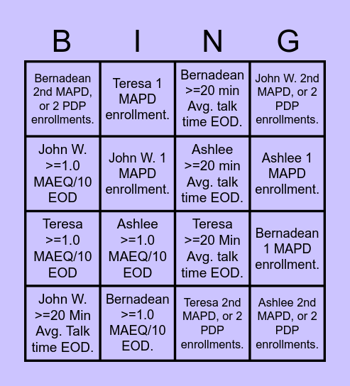 Evan Epperson's Bingo Card