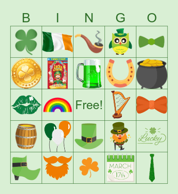Quad's St. Patrick's Day Bingo Card