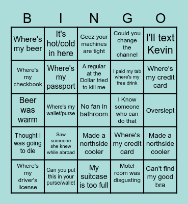 Joan's Travel/Life Bingo Card