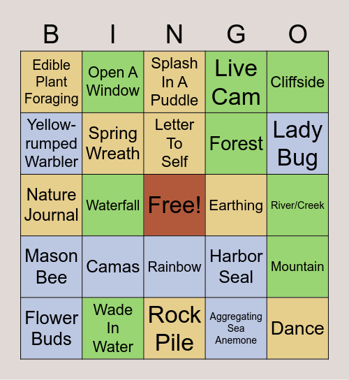 PNW Spring Bingo Card