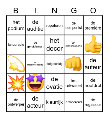 Plankenkoorts woorden les 1 Bingo Card