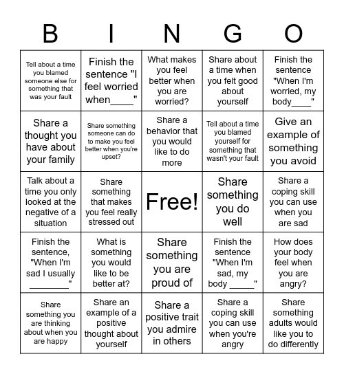 Cognitive Behavioral Therapy BINGO Card