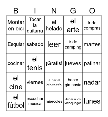Aficiones Bingo Card