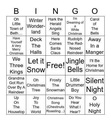 Christmas Carols Bingo Card