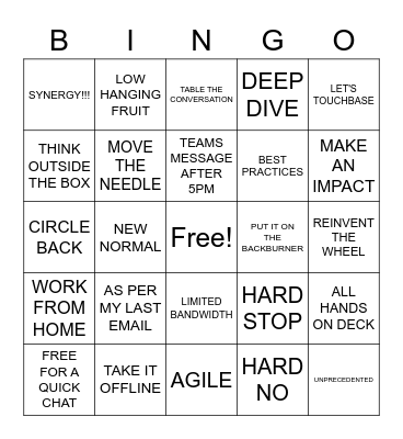 Buzzword Bingo Card