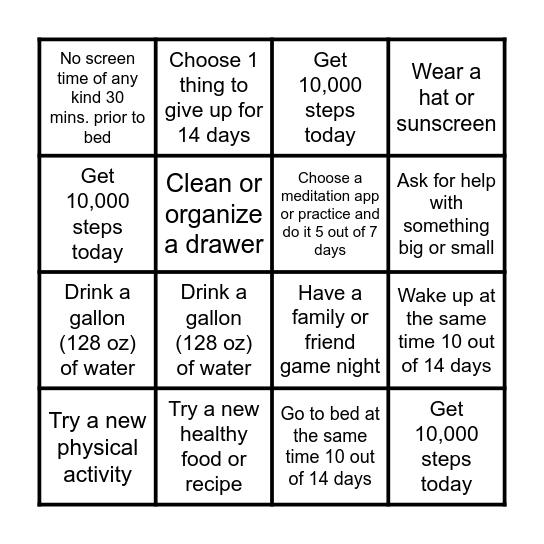 April Challenge #1 Bingo Card