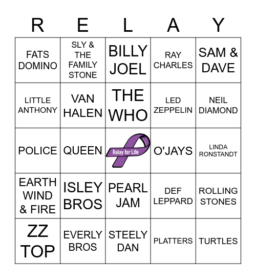 ROCKIN' RELAY BINGO Card