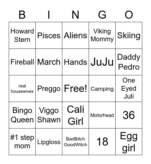 MOMMY SHARK Bingo Card