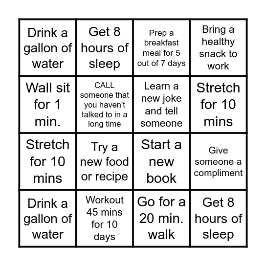 April Challenge # 2 Bingo Card