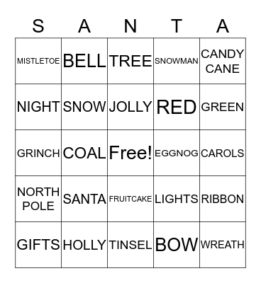 CHRISTMAS BINGO Card