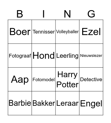 Personage Bingo Card