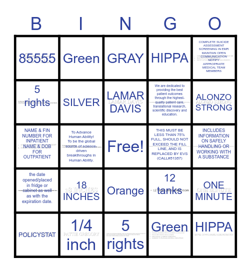 TJC BINGO Card
