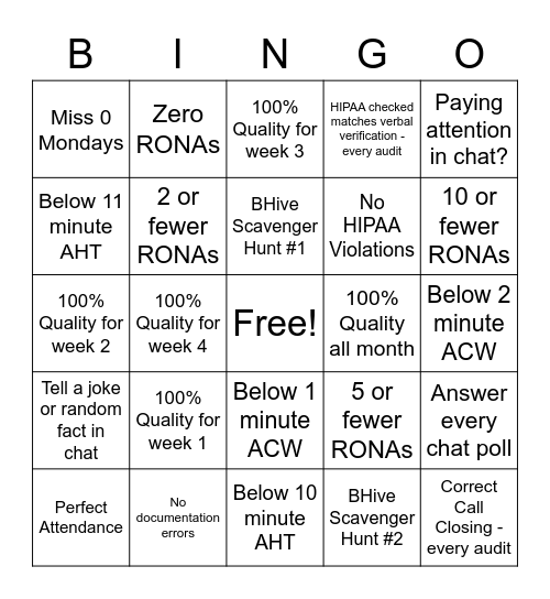 Network Health Bingo! Bingo Card