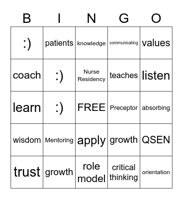 Chapter 3 Bingo Card