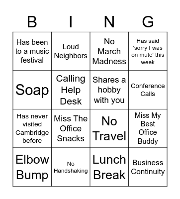Bingo - Find someone who Bingo Card