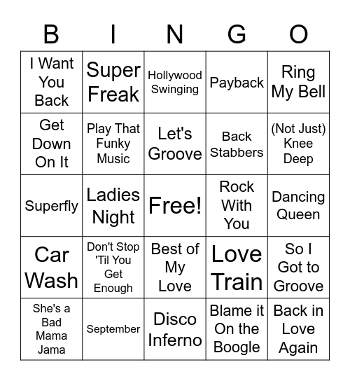 Boogie Bingo Card