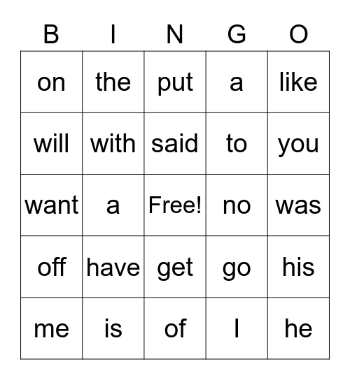 Red Words Bingo Card