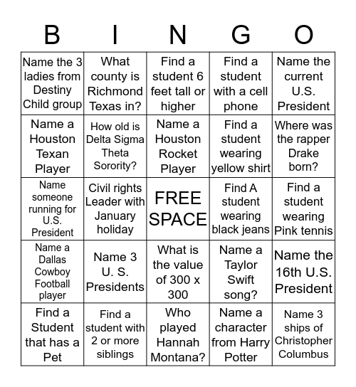 DELTA SIGMA THETA SORORITY,INC Bingo Card
