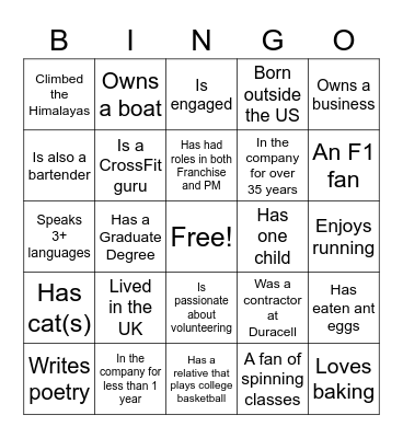 Get to Know Your Colleagues! Bingo Card