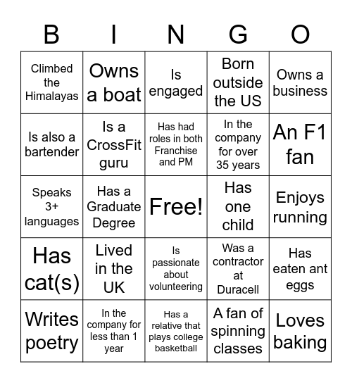Get to Know Your Colleagues! Bingo Card