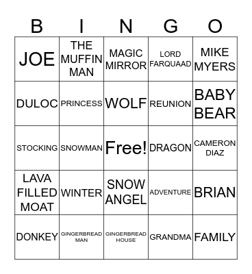 SHREK/MADEA BINGO Card