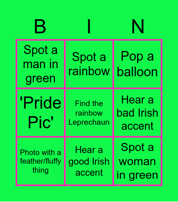 It's St. Patty's/Pride Bingo Card
