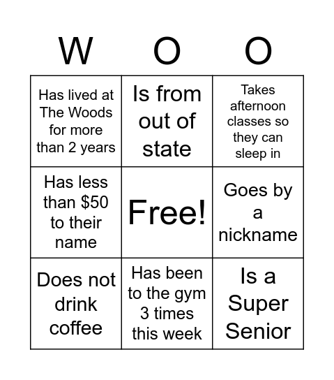 GET TO KNOW YOUR NEIGHBOR Bingo Card