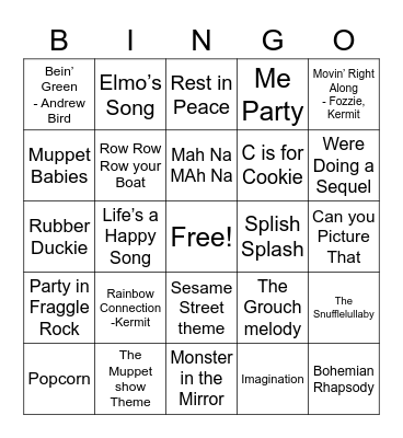 Muppet Madness Bingo Card