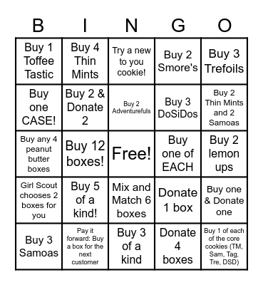 GIRL SCOUT COOKIE SALES 2023 Bingo Card