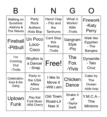 Party Time Bingo Card