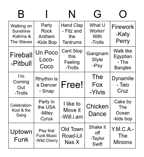 Party Time Bingo Card