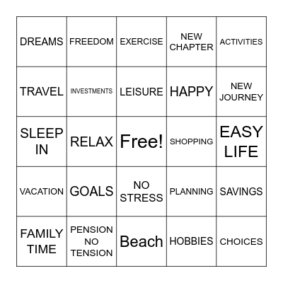Retirement Bingo Card