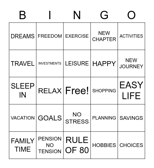 Daniella's Retirement Bingo Card