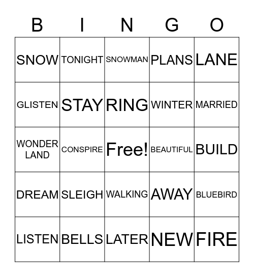 WINTER WONDERLAND ASL Bingo Card