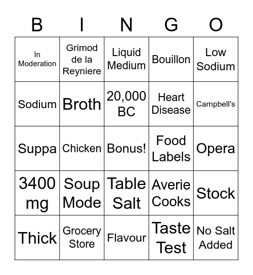 SOUPER Bingo Card