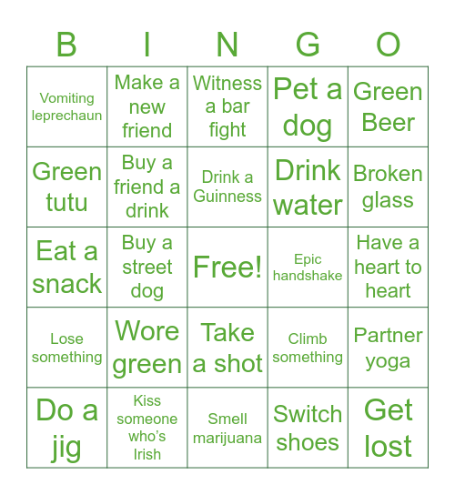 St. Paddy’s Bar Crawl Bingo Card