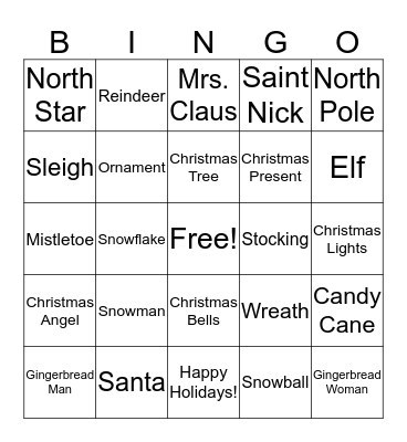 *2015 Holiday Bingo* Bingo Card