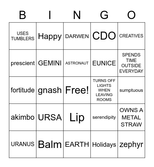 EARTH DAY BINGO Card