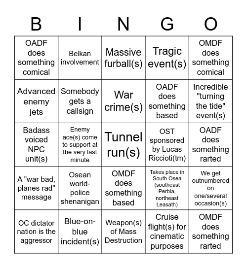 Summer Skies 3 Lore Bingo Card