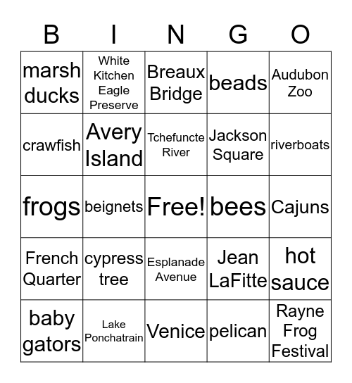 12 DAYS OF CHRISTMAS IN LOUISIANA Bingo Card