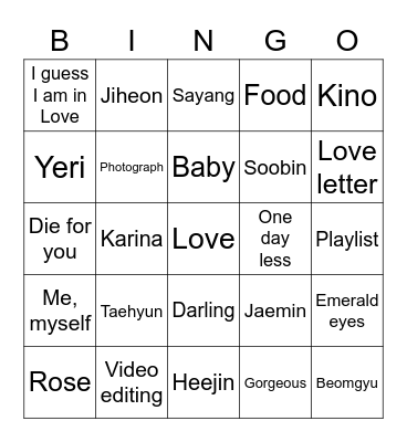 Taehyun's Bingo Card