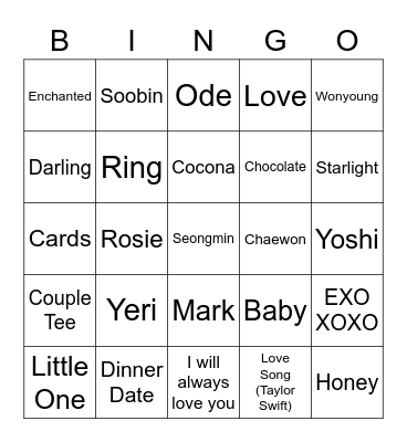 Yeri’s! Bingo Card