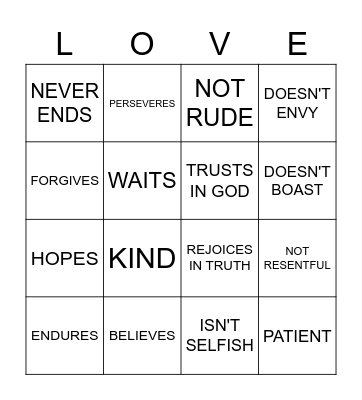 I CORINTHIANS 14 Bingo Card