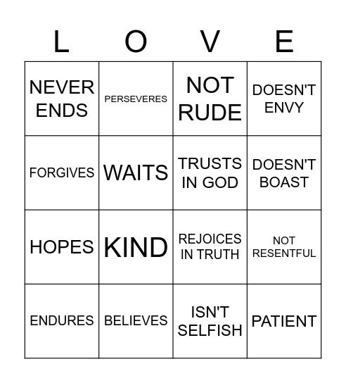 I CORINTHIANS 14 Bingo Card