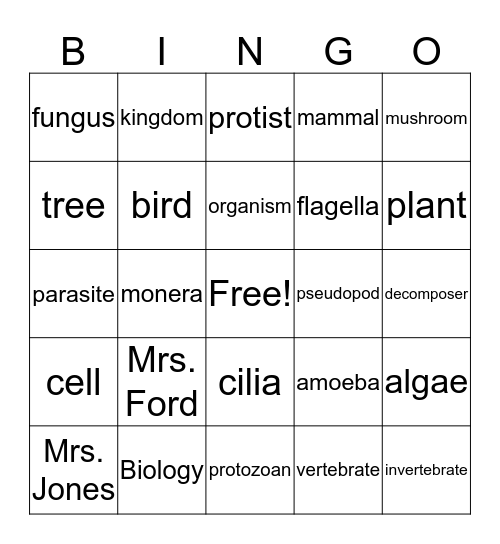 Biology Bingo Card